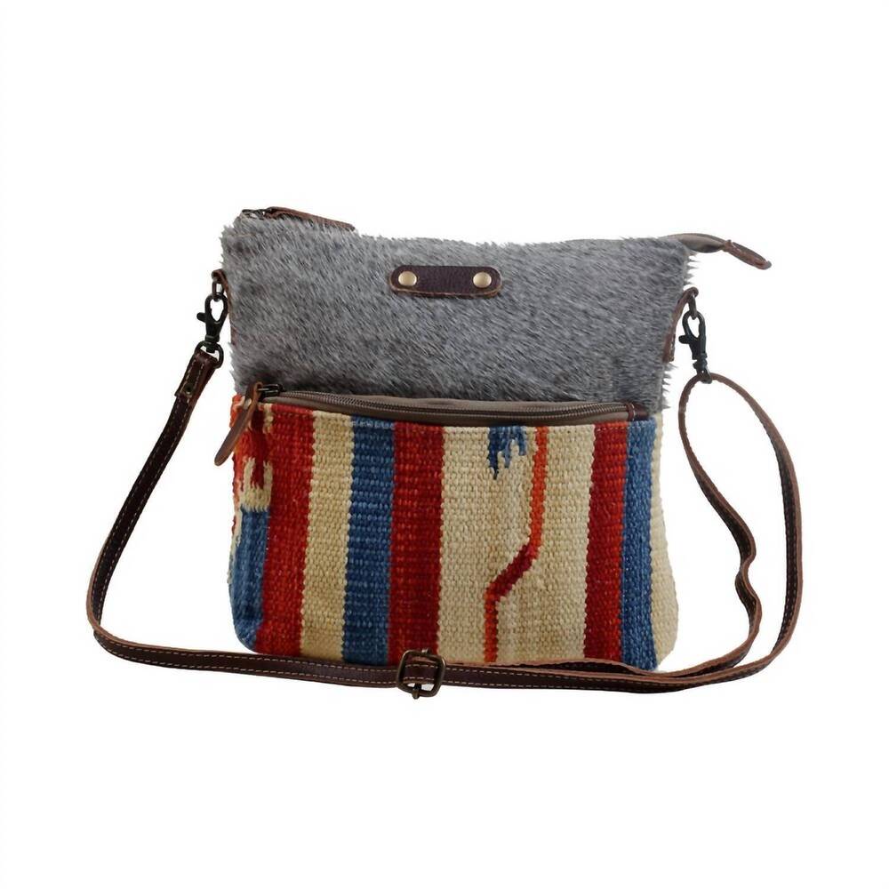 NEW MYRA BAGS women's sweet orange crossbody bag in grey cowhide